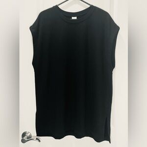 H&M Basics Black Sleeveless Crewneck Sweatshirt Tank Top Oversized Size Large